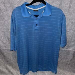 Nike Golf Nike Fit Dry Men's Blue Striped Performance Polo Shirt Size L
